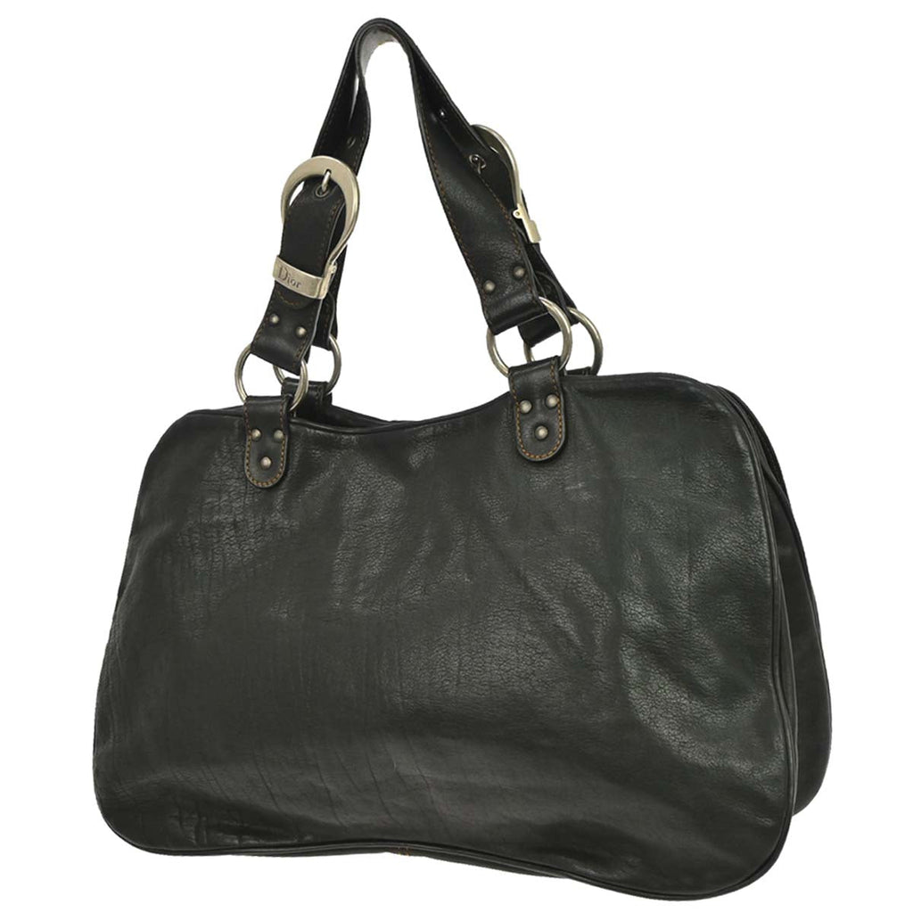 Christian Dior Black Leather Gaucho Handbag