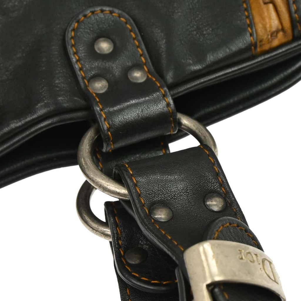 Christian Dior Black Leather Gaucho Handbag