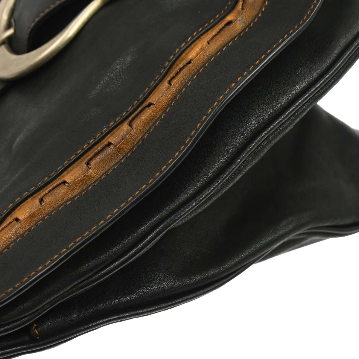 Christian Dior Black Leather Gaucho Handbag