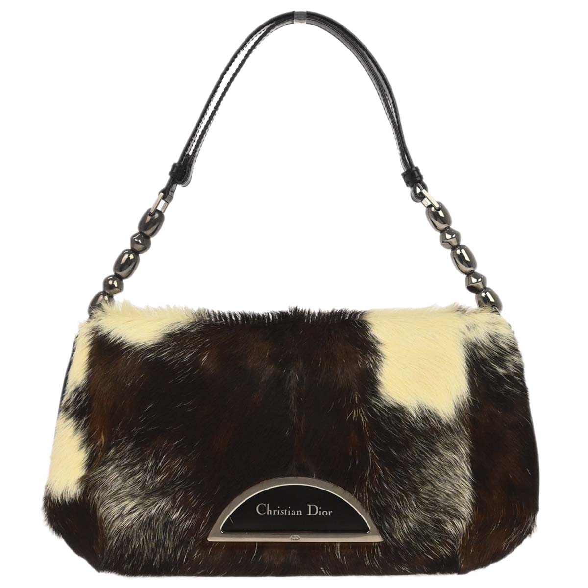 Christian Dior Black Brown Fur Malice Handbag