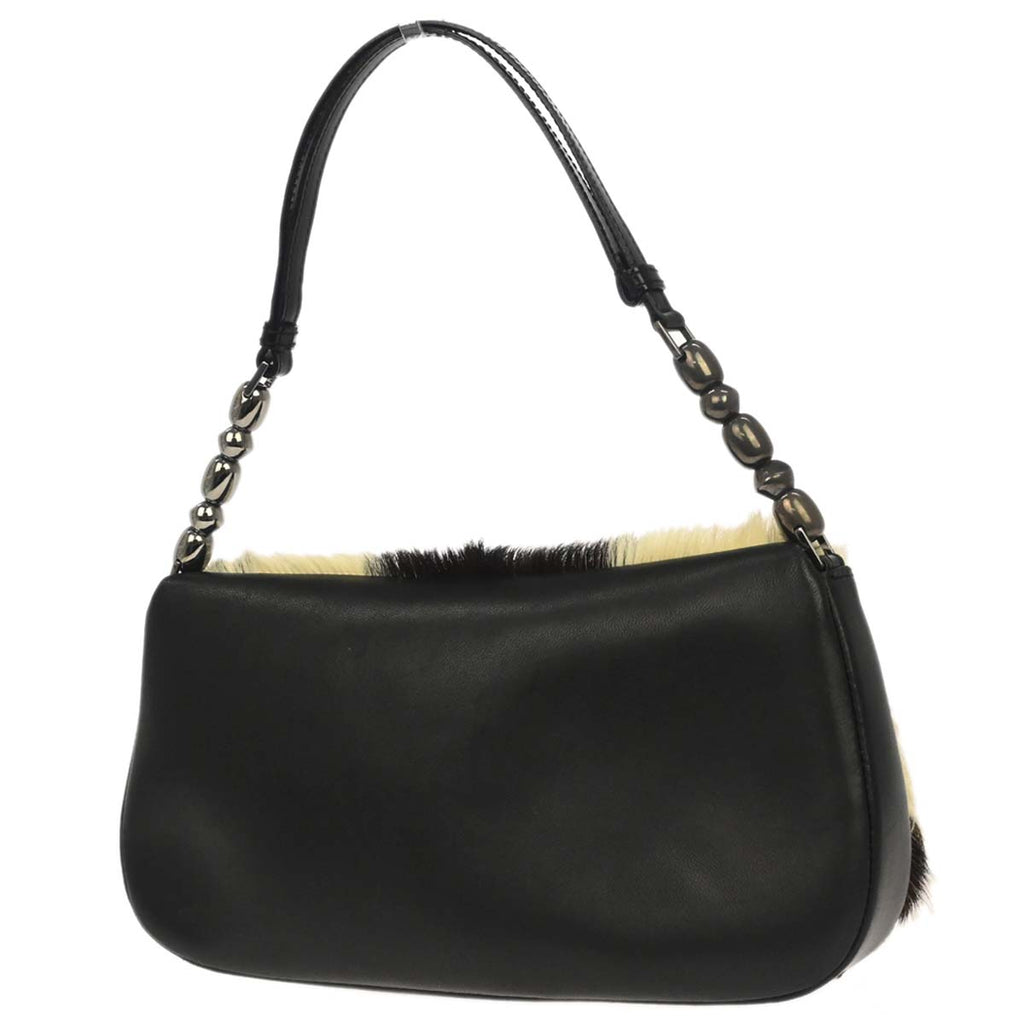 Christian Dior Black Brown Fur Malice Handbag