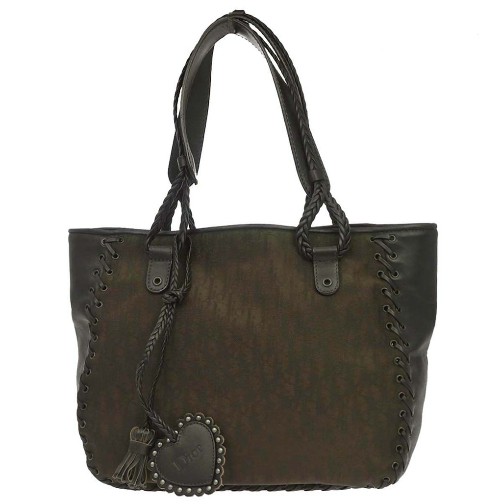 Christian Dior Brown Nylon Trotter Ethnic Tote Handbag