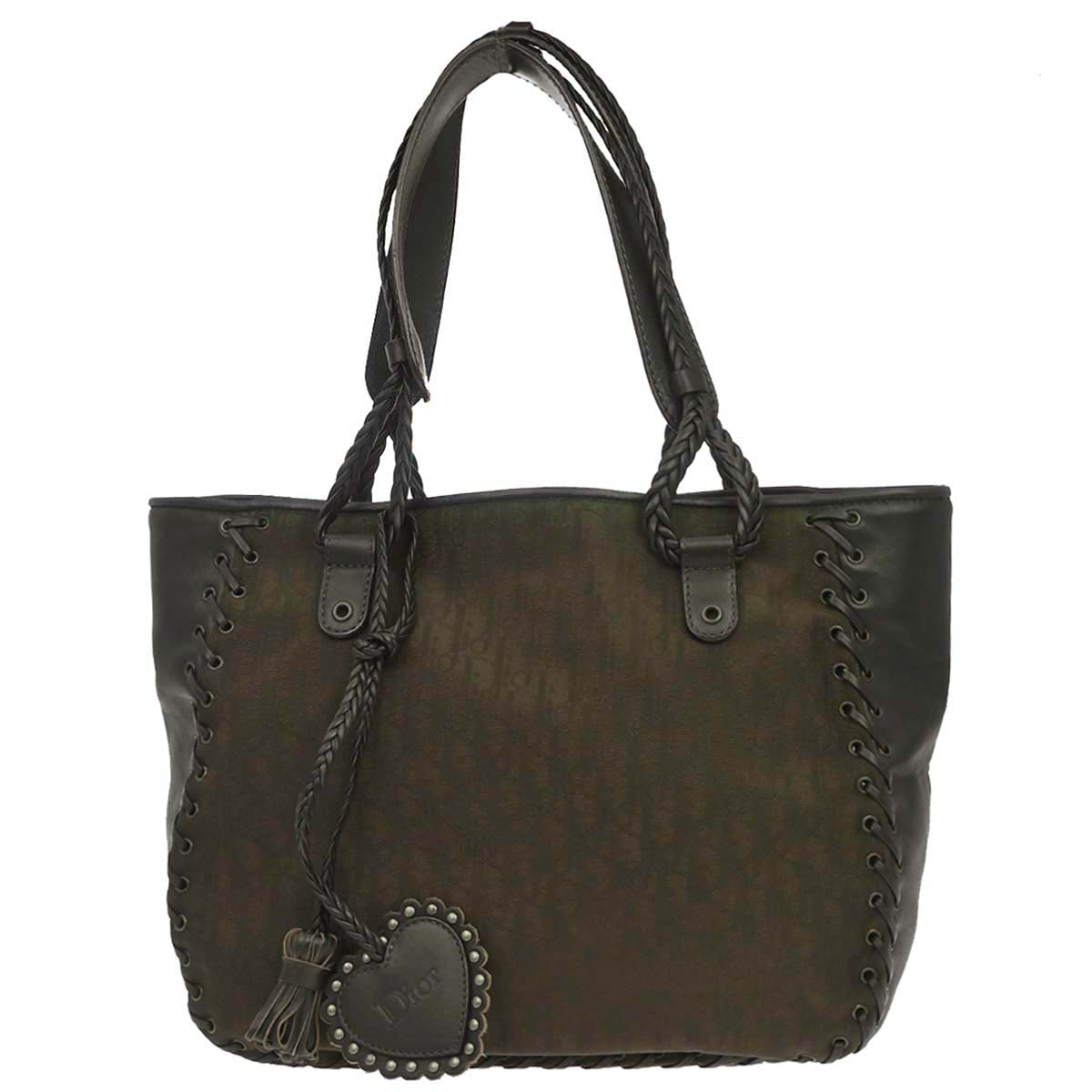 Christian Dior Brown Nylon Trotter Ethnic Tote Handbag