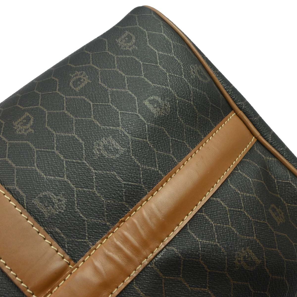 Christian Dior Black Brown Honeycomb Duffle Handbag
