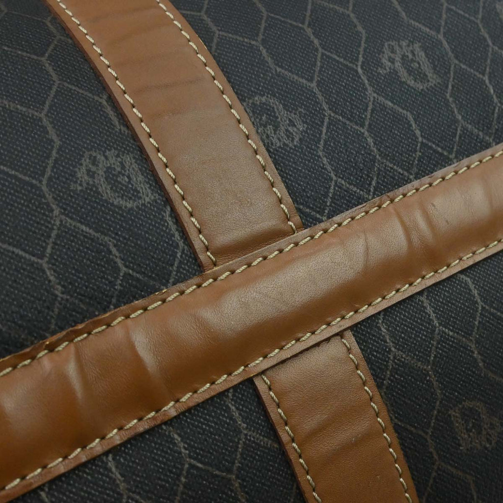 Christian Dior Black Brown Honeycomb Duffle Handbag