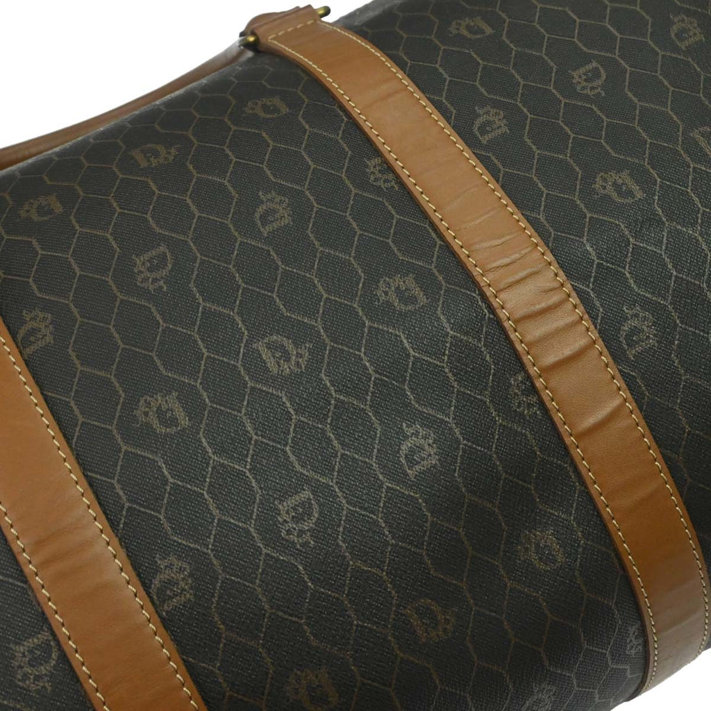 Christian Dior Black Brown Honeycomb Duffle Handbag