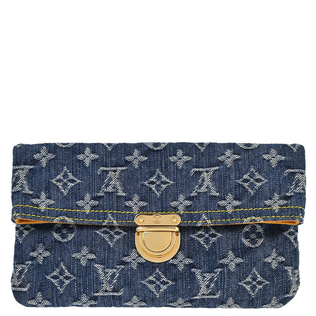 Louis Vuitton Blue Monogram Denim Pochette Plat Clutch Bag M95007
