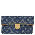 Louis Vuitton Blue Monogram Denim Pochette Plat Clutch Bag M95007