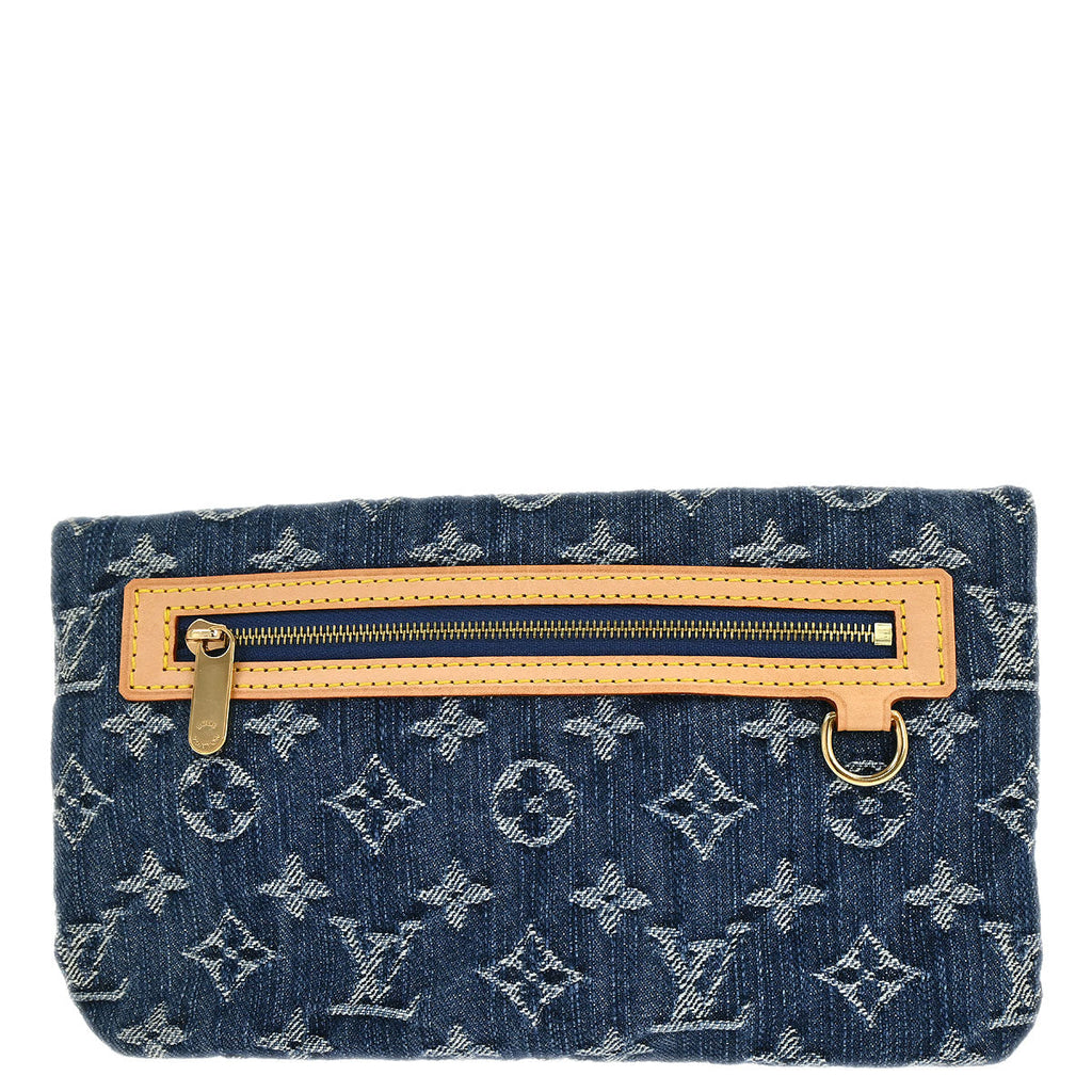 Louis Vuitton Blue Monogram Denim Pochette Plat Clutch Bag M95007