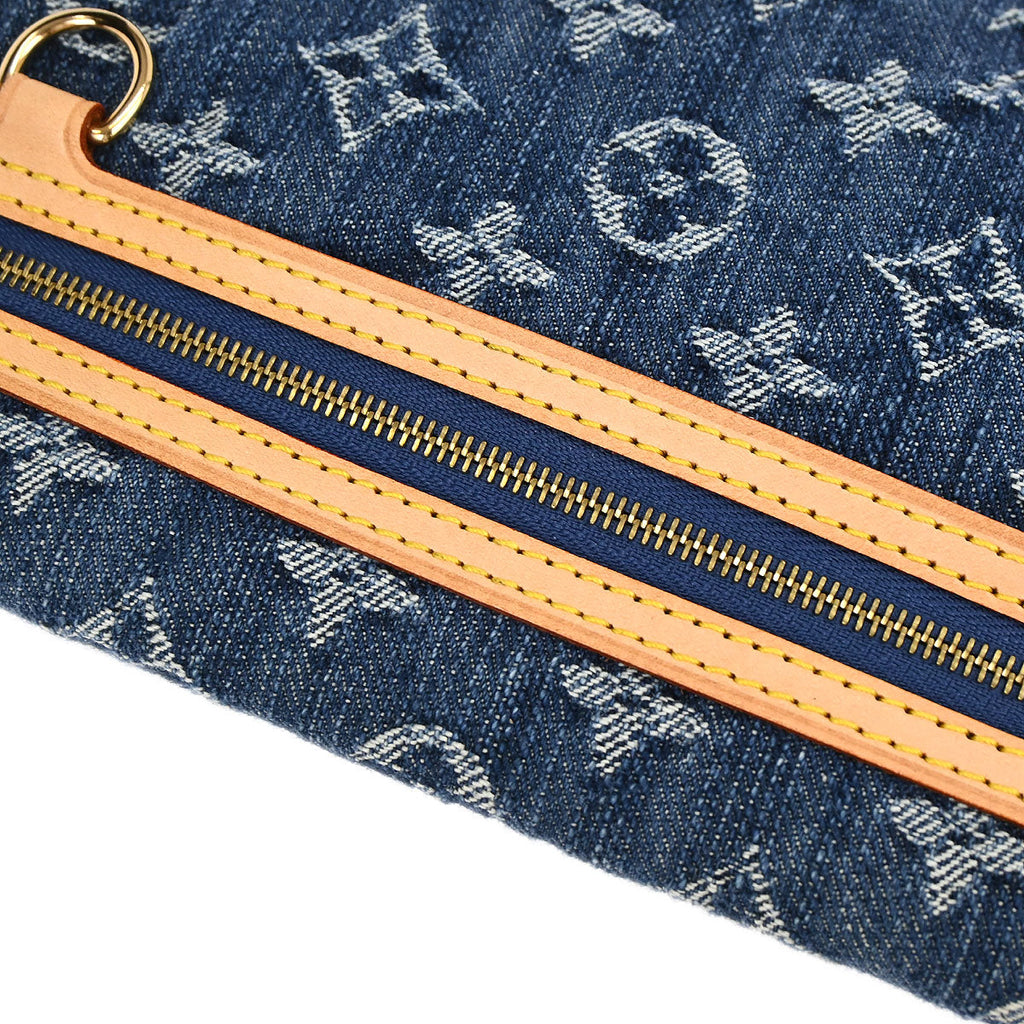 Louis Vuitton Blue Monogram Denim Pochette Plat Clutch Bag M95007