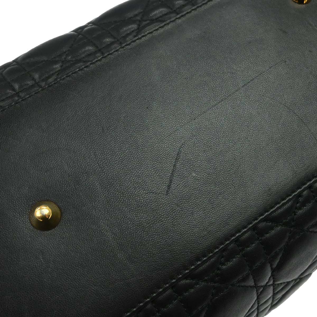 Christian Dior Black Lambskin Cannage Tote Handbag
