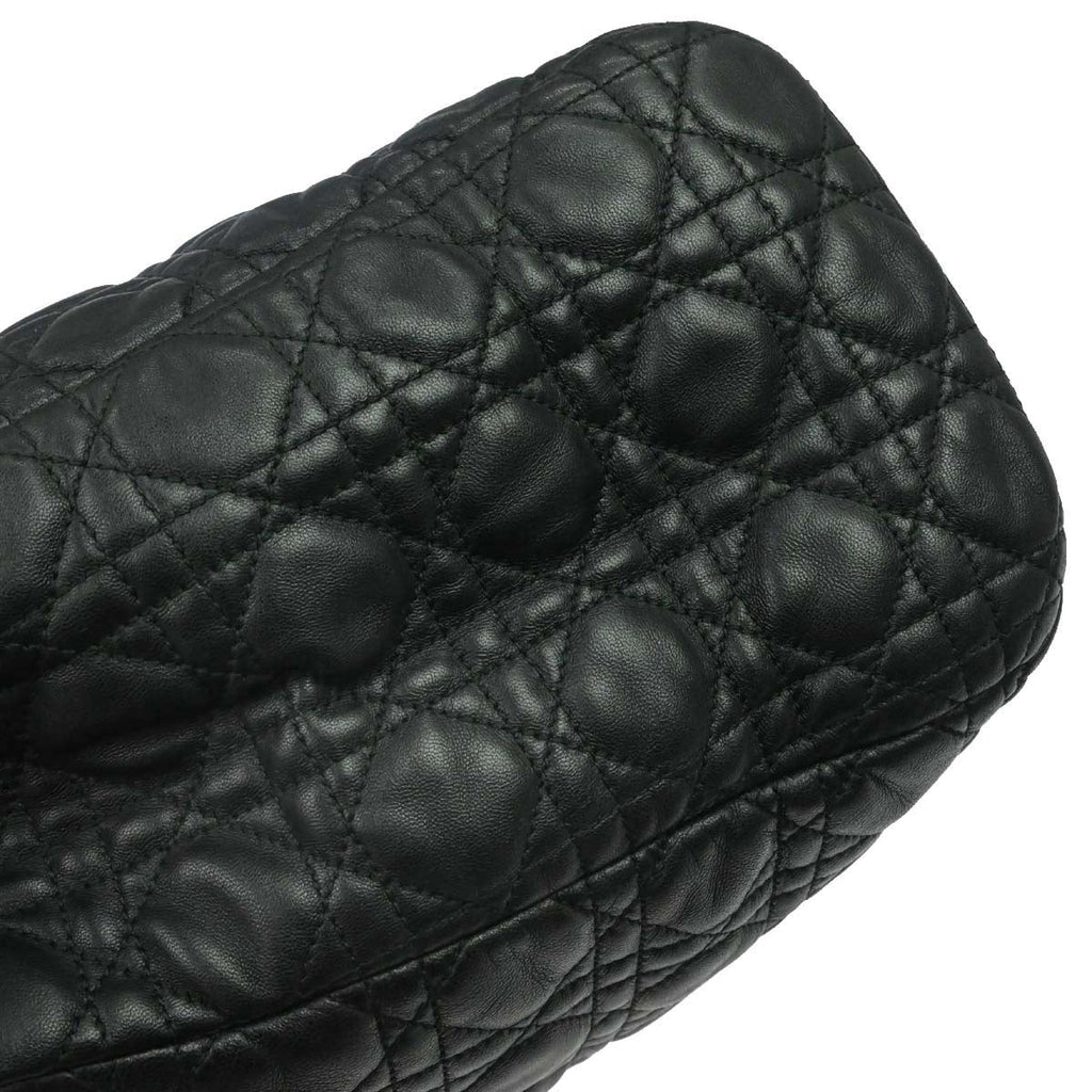 Christian Dior Black Lambskin Cannage Tote Handbag