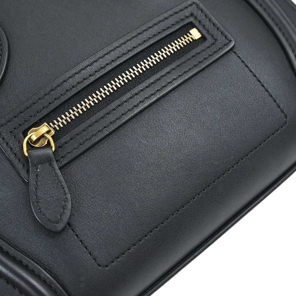 Celine Black Leather Nano Luggage Shoulder Tote Bag