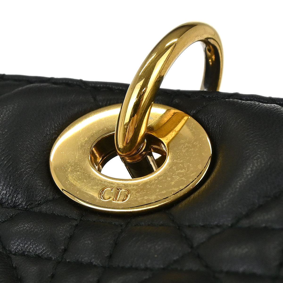 Christian Dior Black Lambskin Medium Lady Dior Cannage 2way Shoulder Handbag