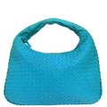 Bottega Veneta Blue Lambskin Intrecciato Hobo Handbag