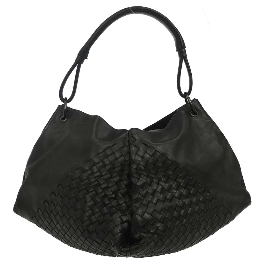 Bottega Veneta Black Lambskin Intrecciato Handbag