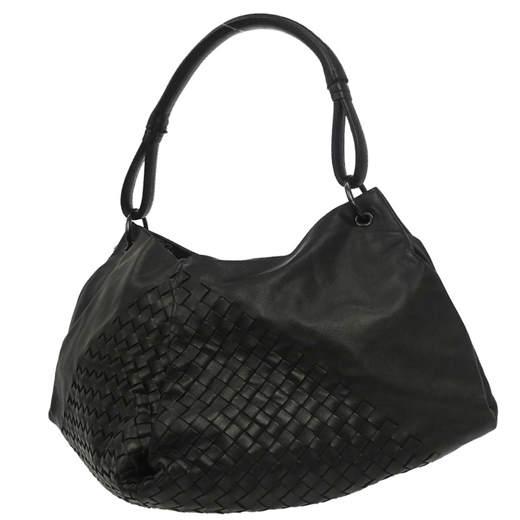 Bottega Veneta Black Lambskin Intrecciato Handbag