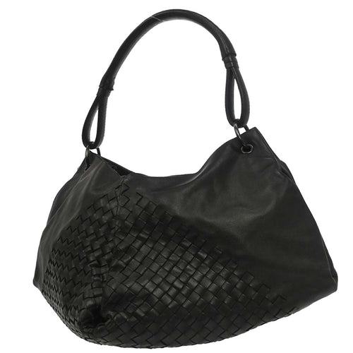 Bottega Veneta Black Lambskin Intrecciato Handbag