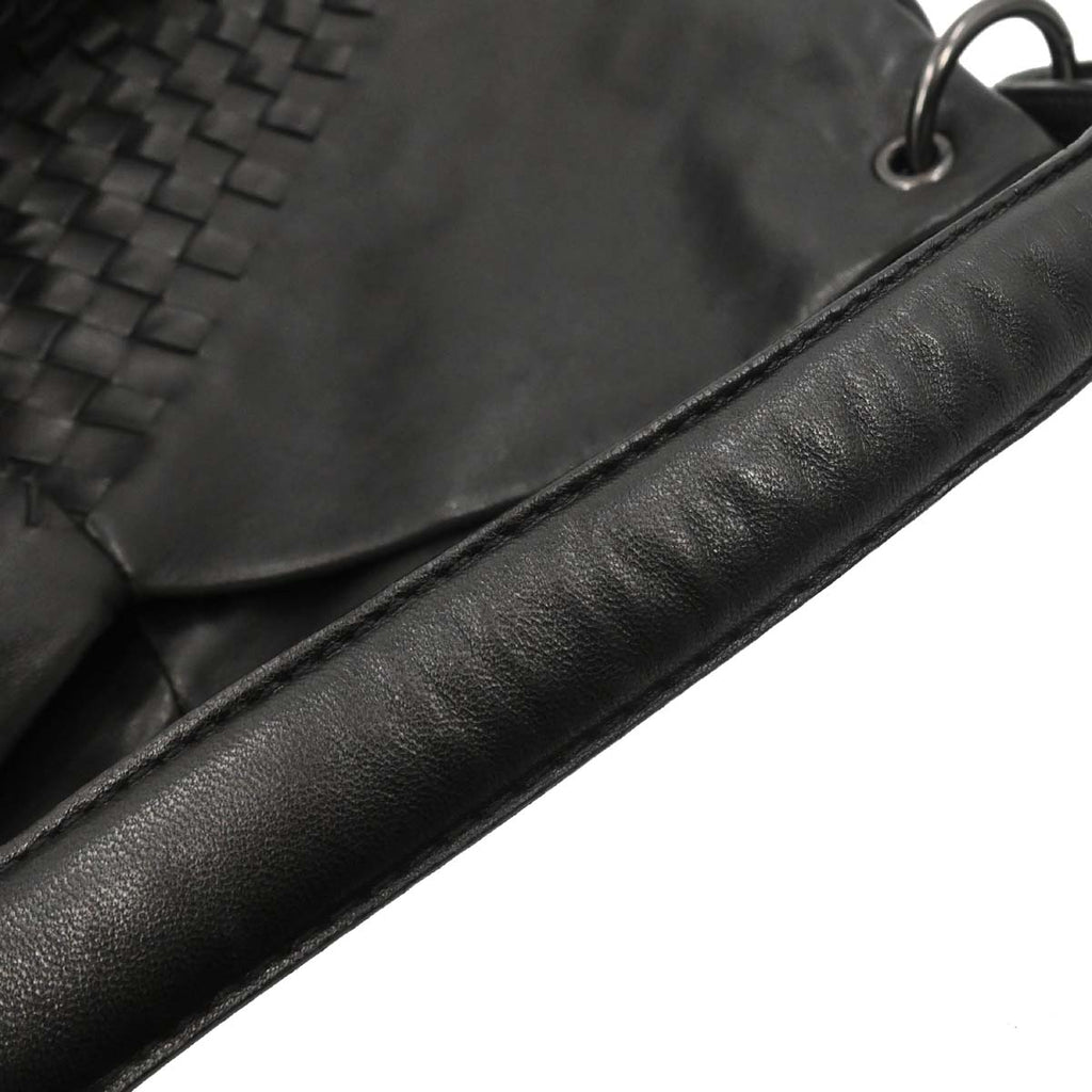 Bottega Veneta Black Lambskin Intrecciato Handbag