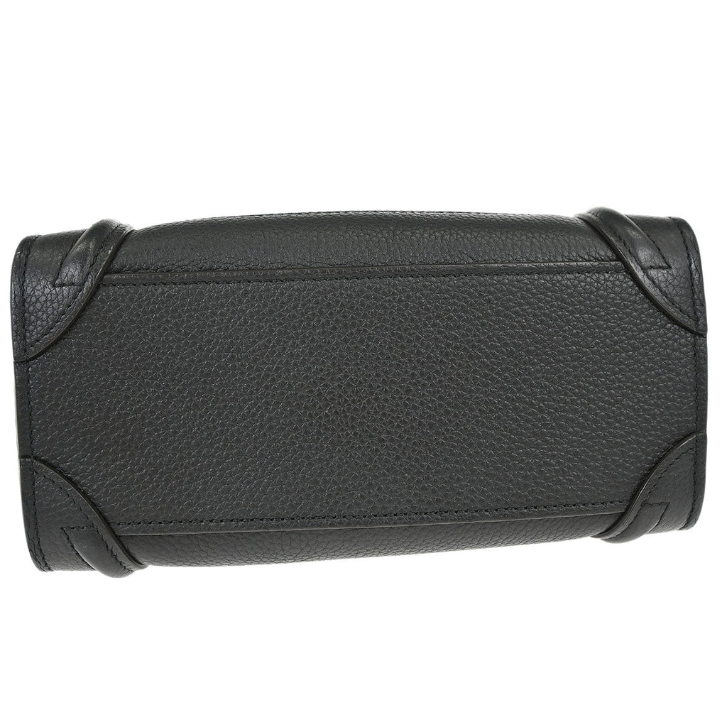 Celine Black Leather Nano Luggage Shoulder Tote Bag