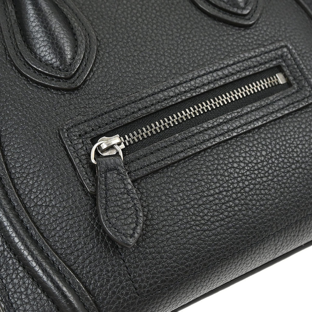 Celine Black Leather Nano Luggage Shoulder Tote Bag