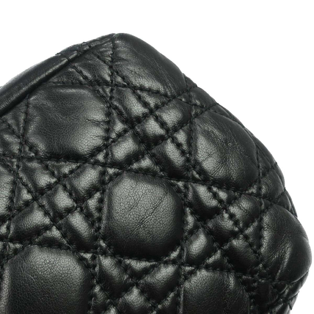 Christian Dior Black Lambskin Cannage Handbag