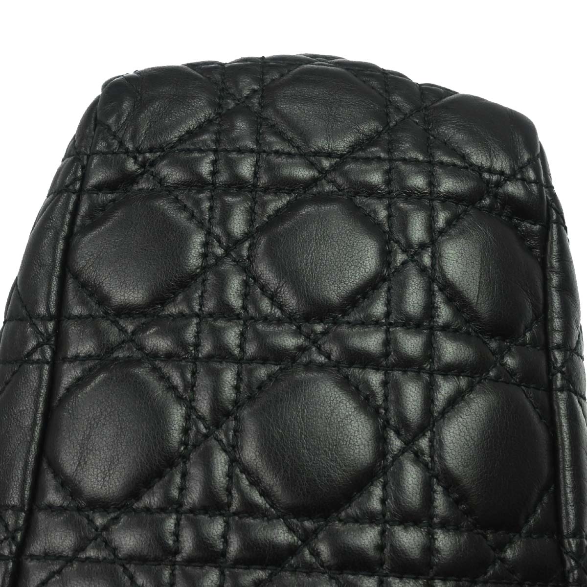 Christian Dior Black Lambskin Cannage Handbag
