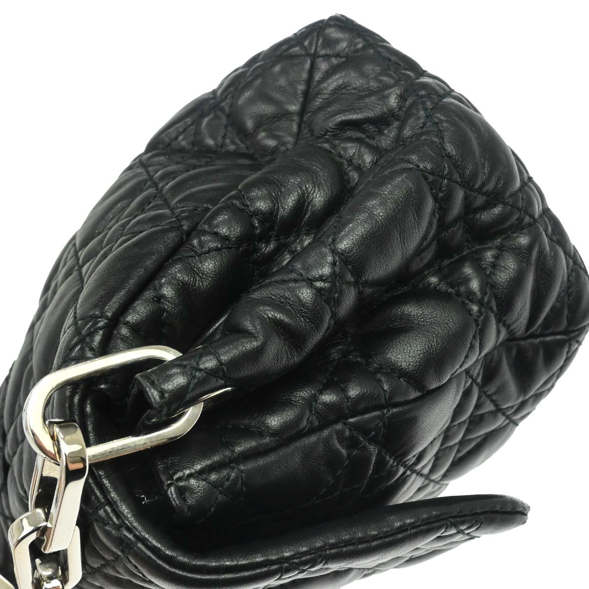 Christian Dior Black Lambskin Cannage Handbag