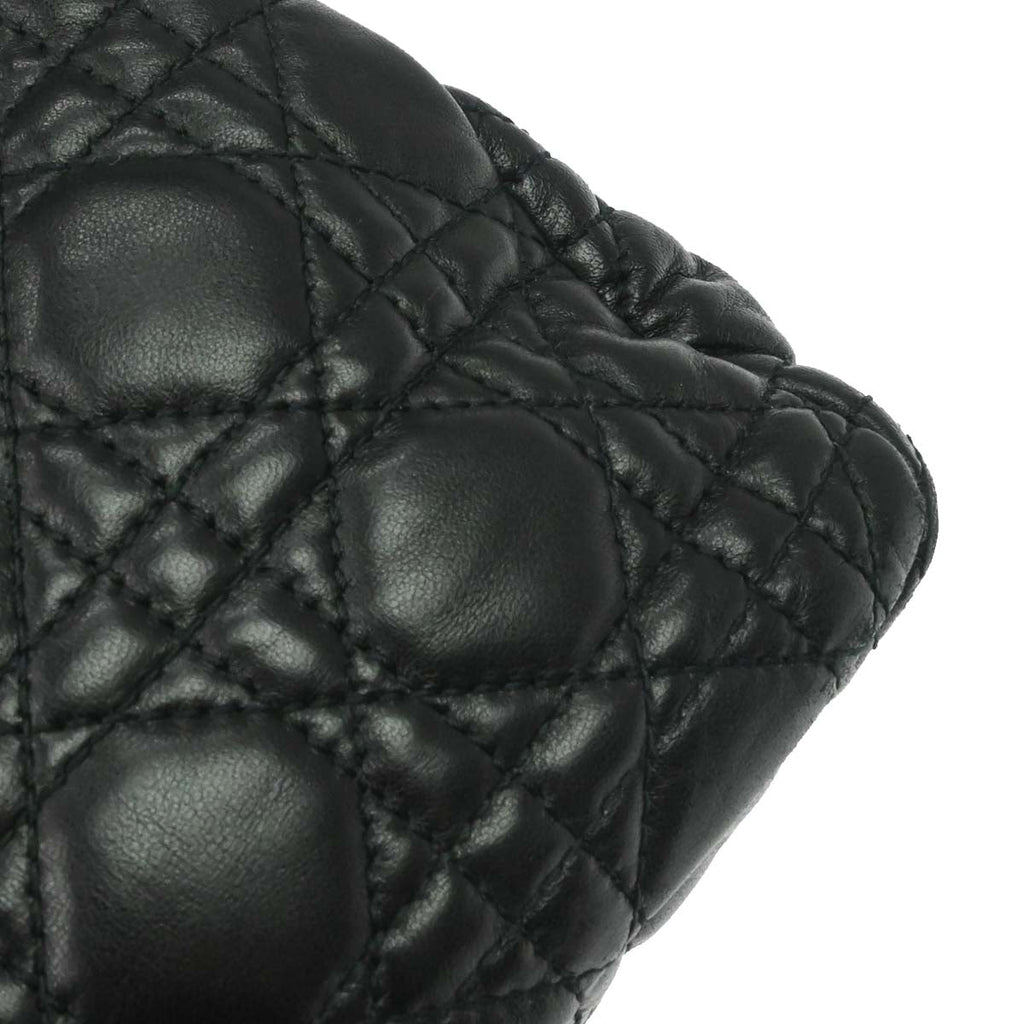 Christian Dior Black Lambskin Cannage Handbag