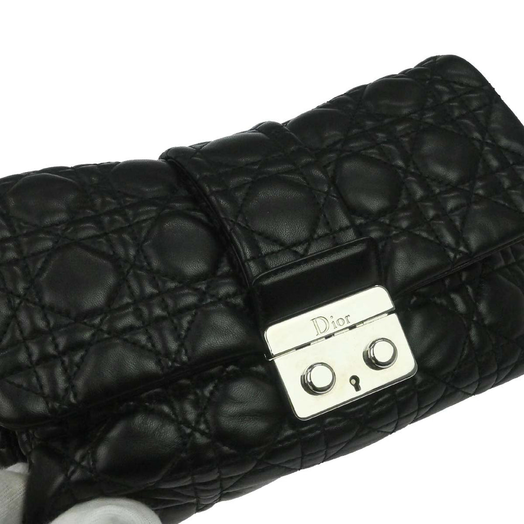 Christian Dior Black Lambskin Cannage Handbag