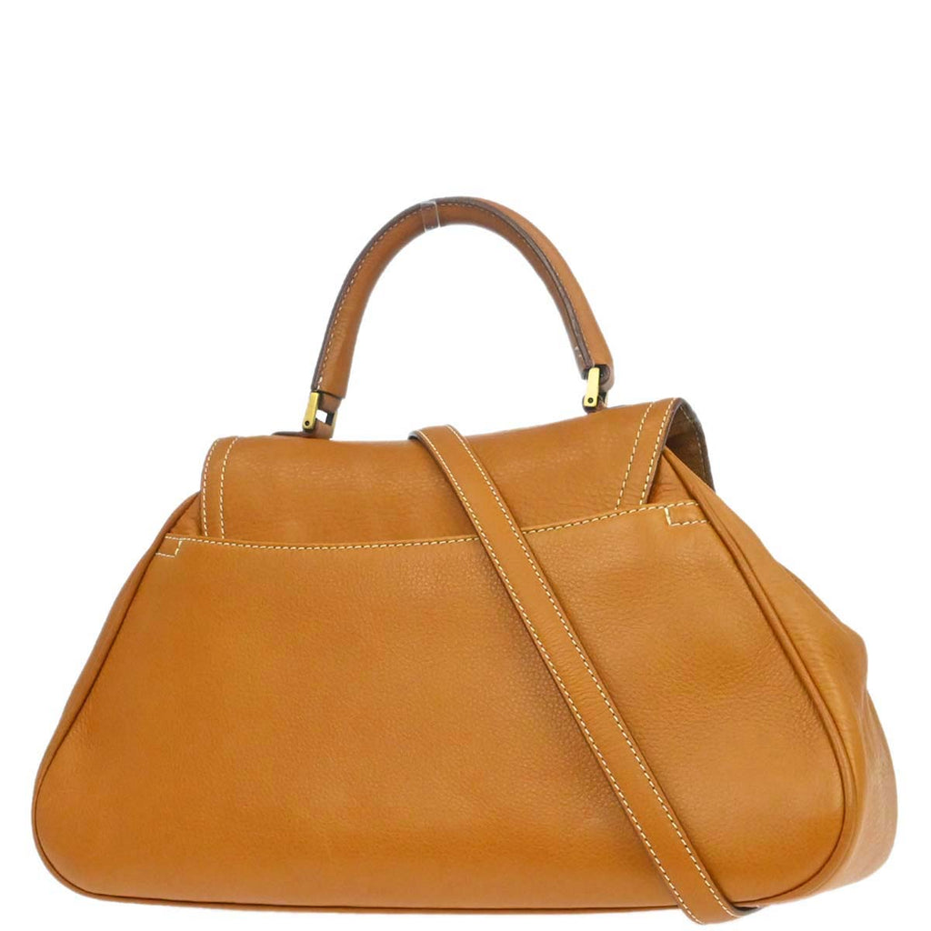 Christian Dior Brown Leather Top Handle Saddle 2way Shoulder Handbag