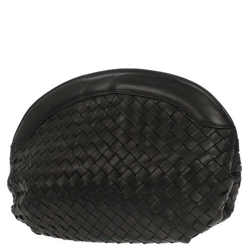 Bottega Veneta Black Lambskin Intrecciato Clutch Bag
