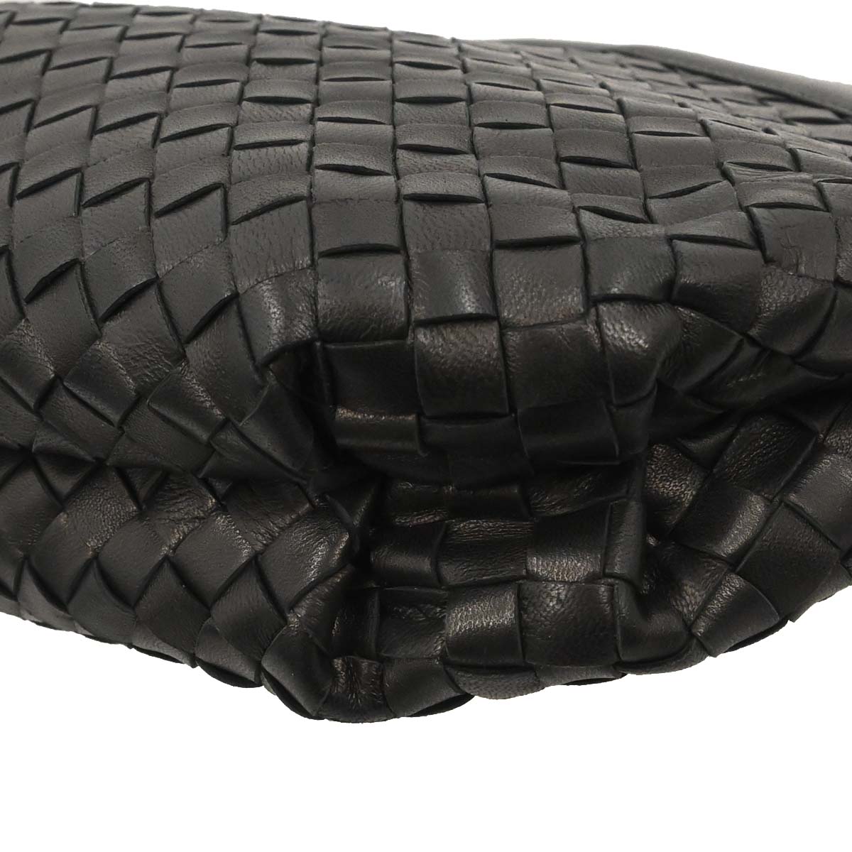 Bottega Veneta Black Lambskin Intrecciato Clutch Bag