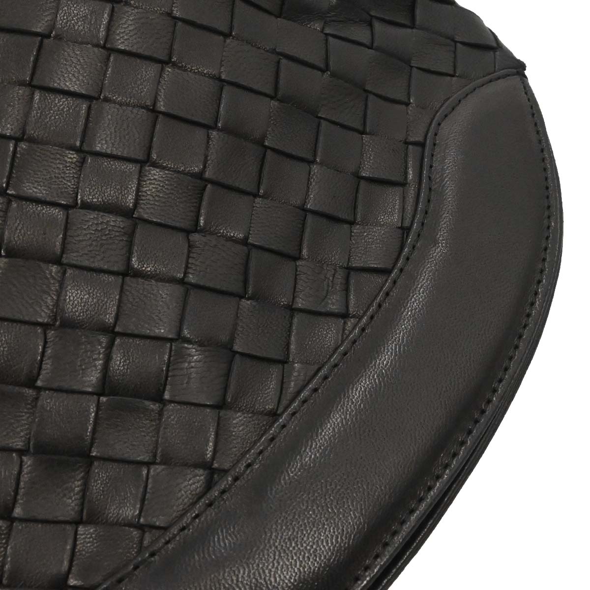 Bottega Veneta Black Lambskin Intrecciato Clutch Bag