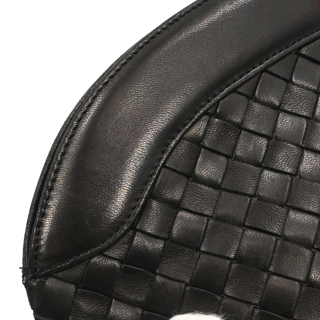 Bottega Veneta Black Lambskin Intrecciato Clutch Bag