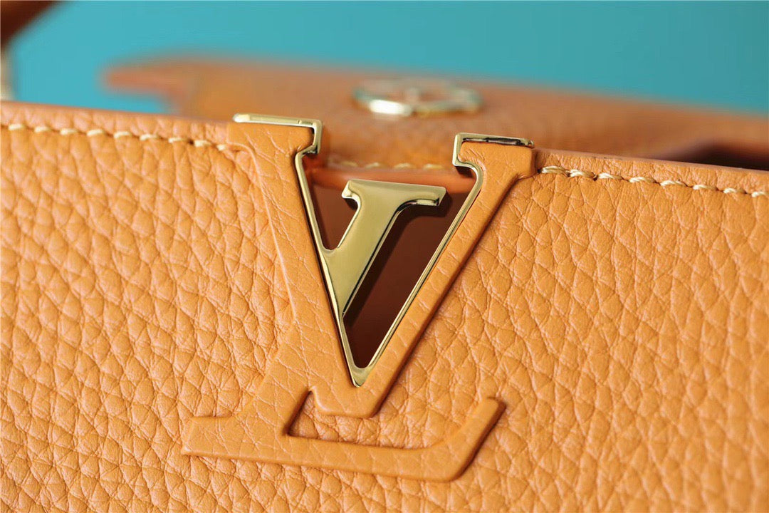 Louis Vuitton Capucines Mini Taurillon Jaune Sunbeam For Women,  Shoulder And Crossbody Bags 21cm/8.3in Louis Vuitton
