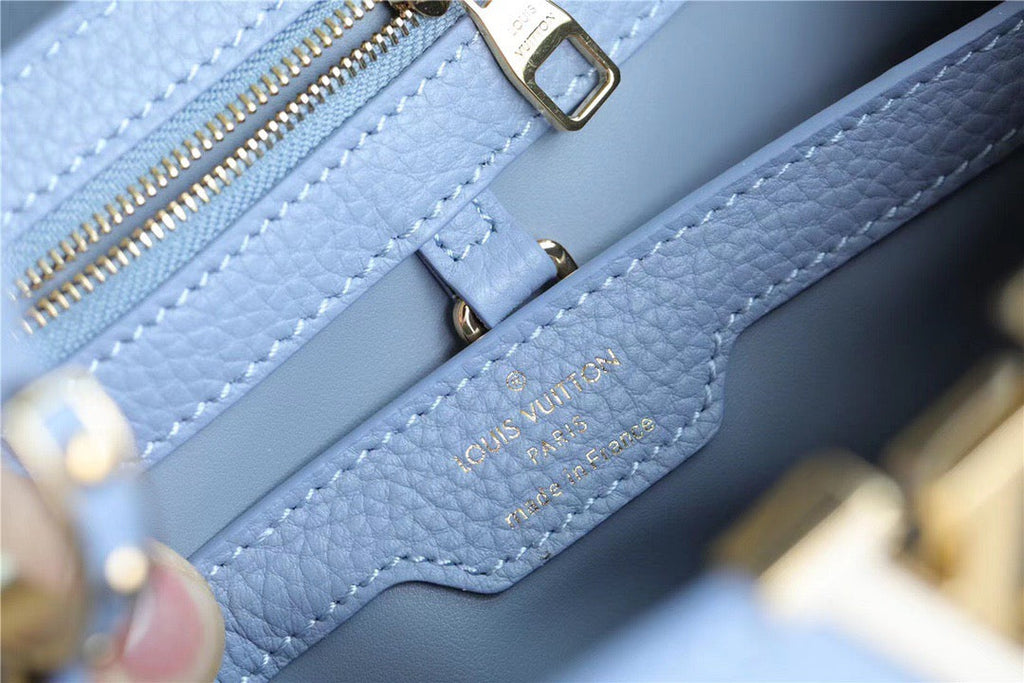 Louis Vuitton Capucines MM Taurillon Light Blue/ Beige For Women, WomenÃƒÂ¢Ã¢â€šÂ¬Ã¢â€žÂ¢s Bags, Shoulder And Crossbody Bags 12.4in/31.5cm Louis VuittonÃƒâ€šÃ‚Â 