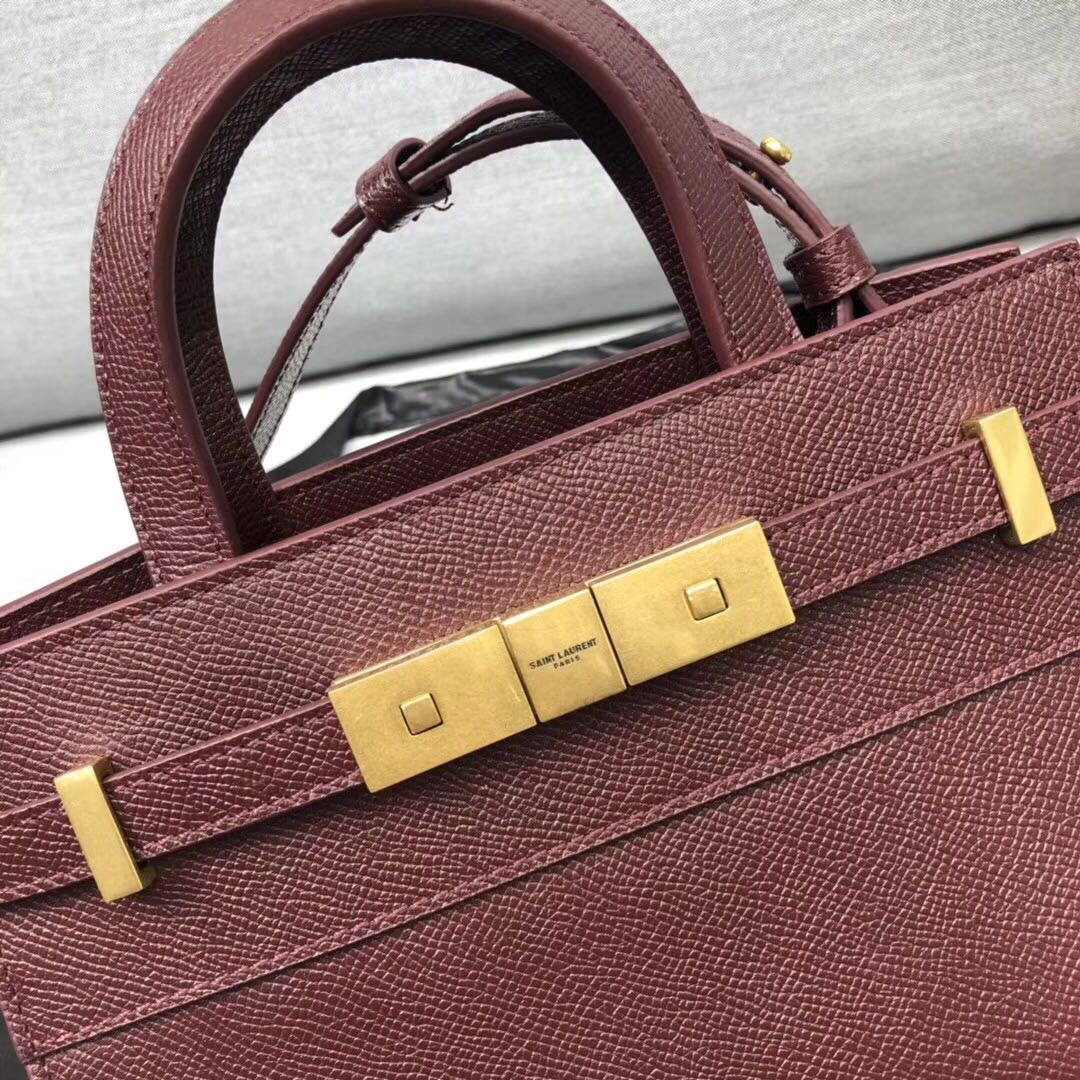 YSSL Manhattan Nano Shopping Bag In Box Burgundy For Women 8in/21cm YSL