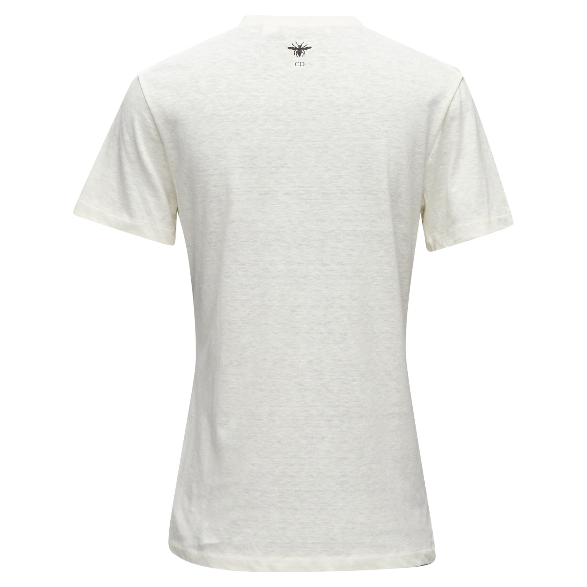 Dior Brutal Journey Of The Heart Graphic Print Ecru Cotton Linen Tshirt