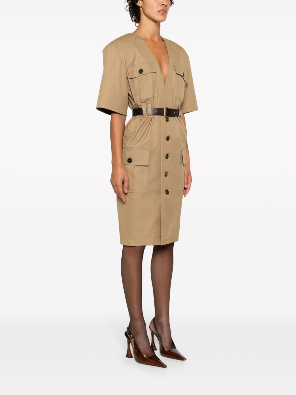 Saint Laurent Women's Cotton Twill Midi Dress