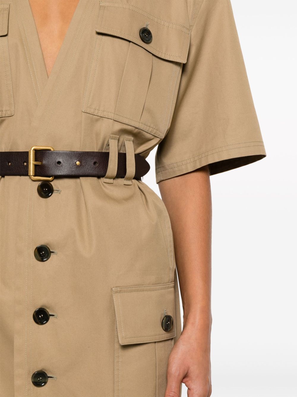 Saint Laurent Women's Cotton Twill Midi Dress