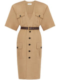 Saint Laurent Women's Cotton Twill Midi Dress