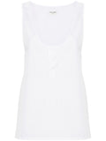 Saint Laurent Women's Semi-Sheer Henley Tank Top