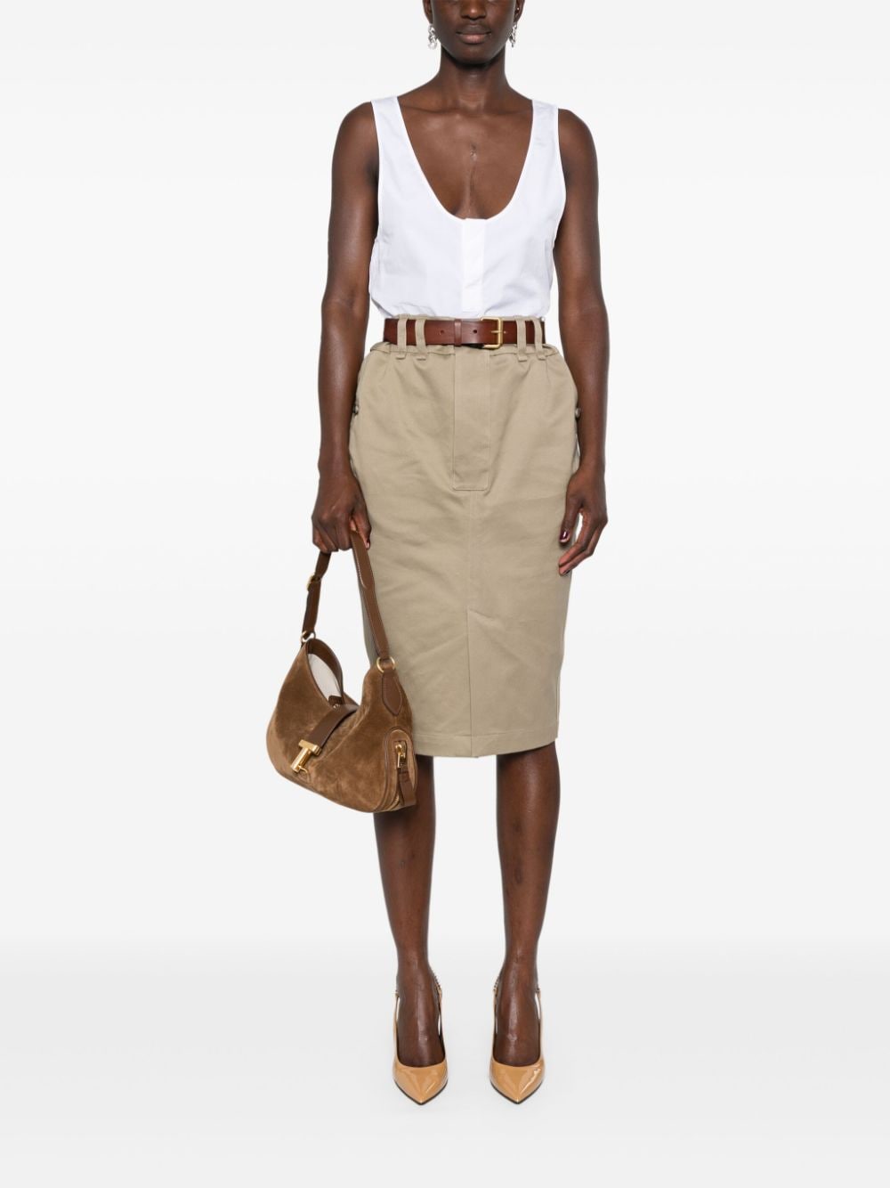 Saint Laurent Women's Semi-Sheer Henley Tank Top