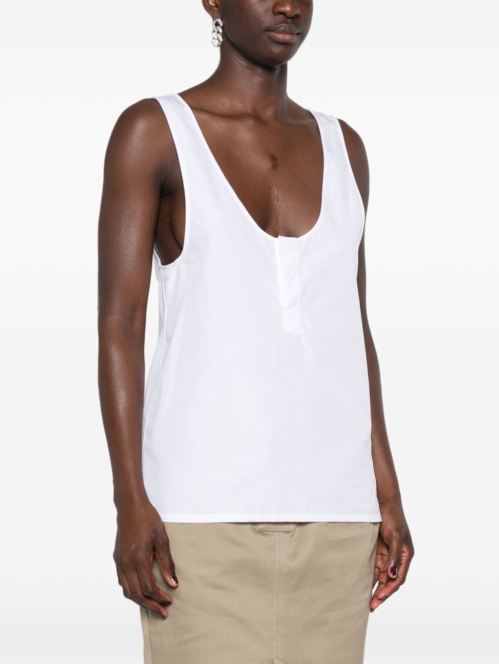 Saint Laurent Women's Semi-Sheer Henley Tank Top