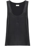 Saint Laurent Women's Henley-Neck Silk Tank Top