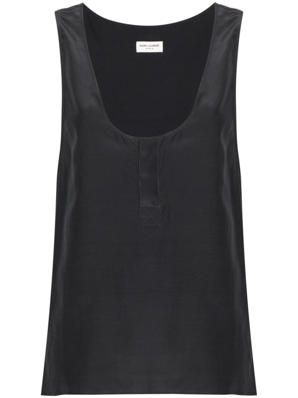 Saint Laurent Women's Henley-Neck Silk Tank Top