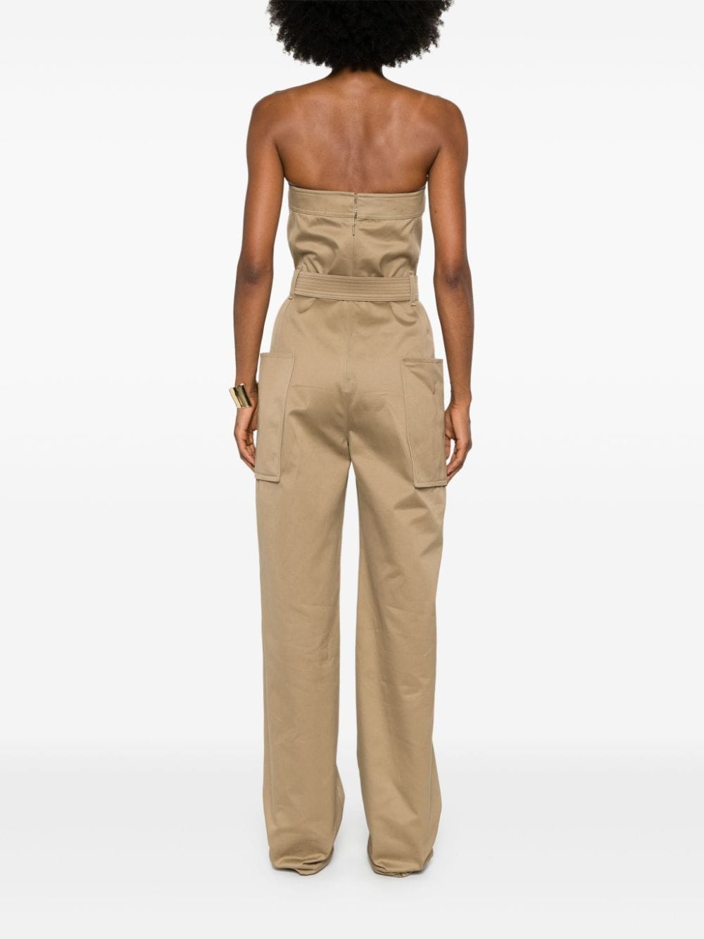 Saint Laurent Women's Strapless Belted Cotton Jumpsuit