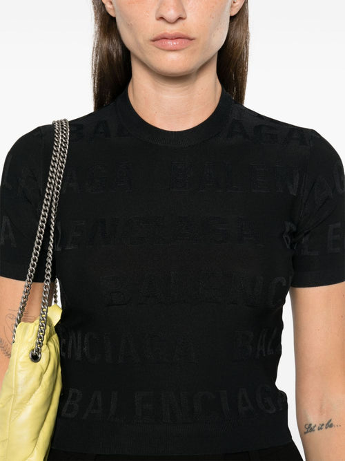 Balenciaga Women's Jacquard Logo Crop Top