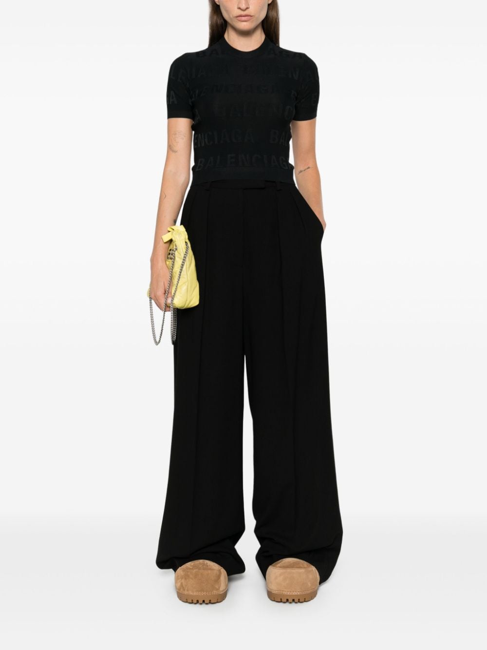 Balenciaga Women's Jacquard Logo Crop Top